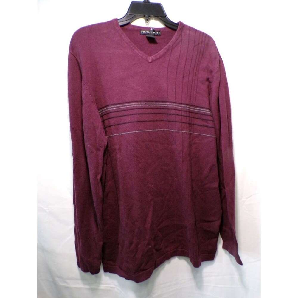 Geoffrey Beene Men's Pullover V-Neck Sweater XL Burgundy Cotton Blend